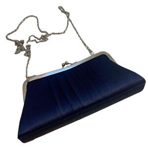 #4666 Bijoux Turner black satin clutch with shoulder strap